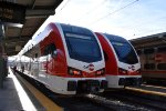 Two Caltrain sets at SF Terminal